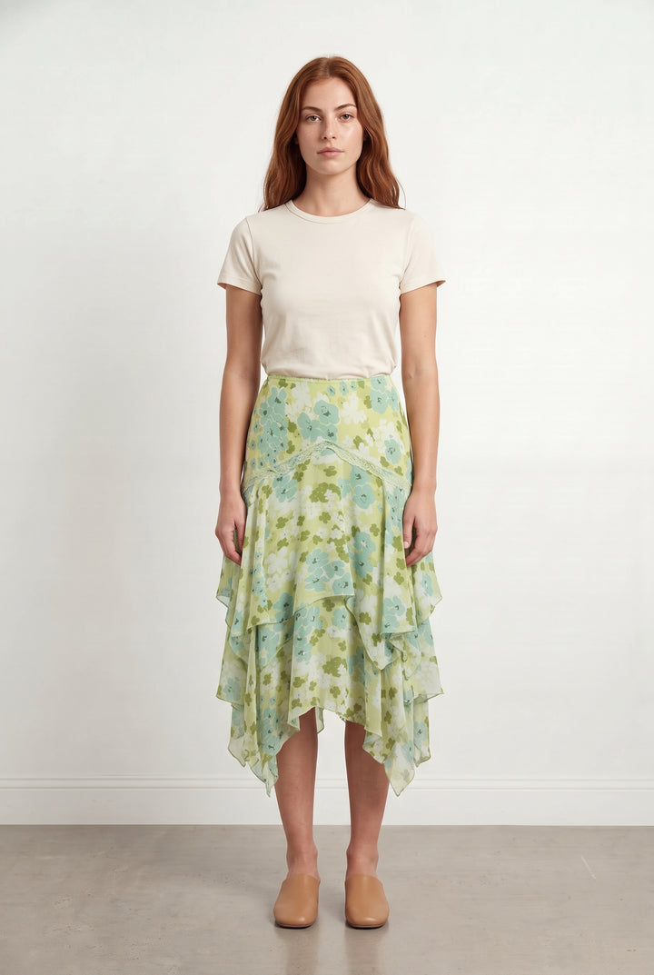 Jupe Asymétrique Verte et Bleue - Taille S/36 de la marque Caroll | PARAD120245 - Vendu par Paradigme - Image 1
