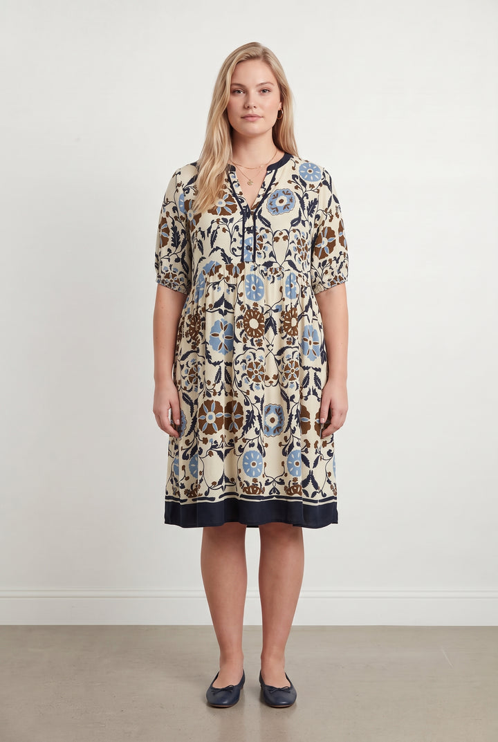 Robe Midi Écrue Bleue et Marron - Taille XL/42 de la marque Gerard Darel | PARAD120246 - Vendu par Paradigme - Image 1