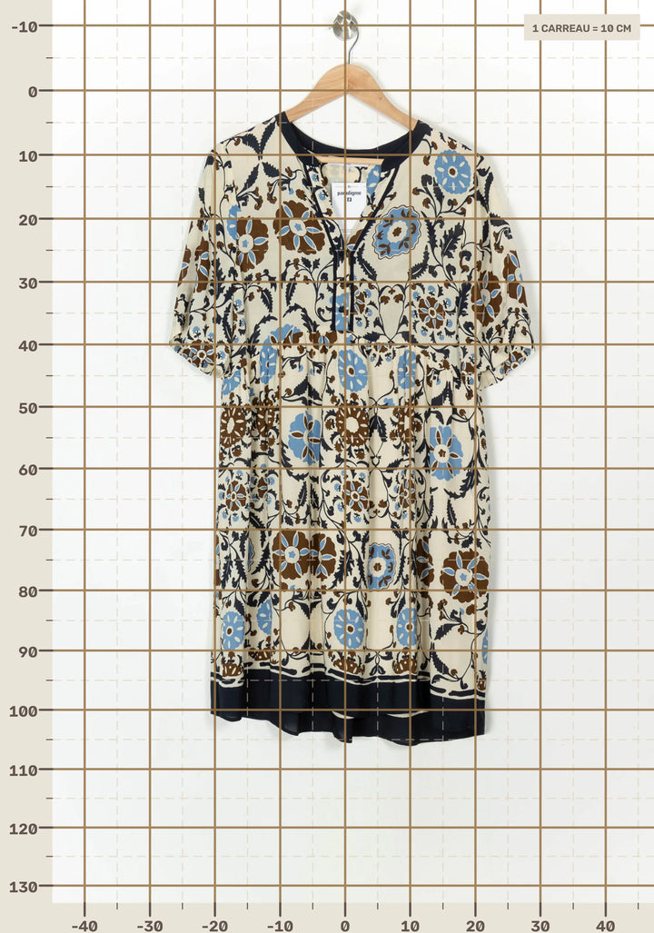 Robe Midi Écrue Bleue et Marron - Taille XL/42 de la marque Gerard Darel | PARAD120246 - Vendu par Paradigme - Image 4