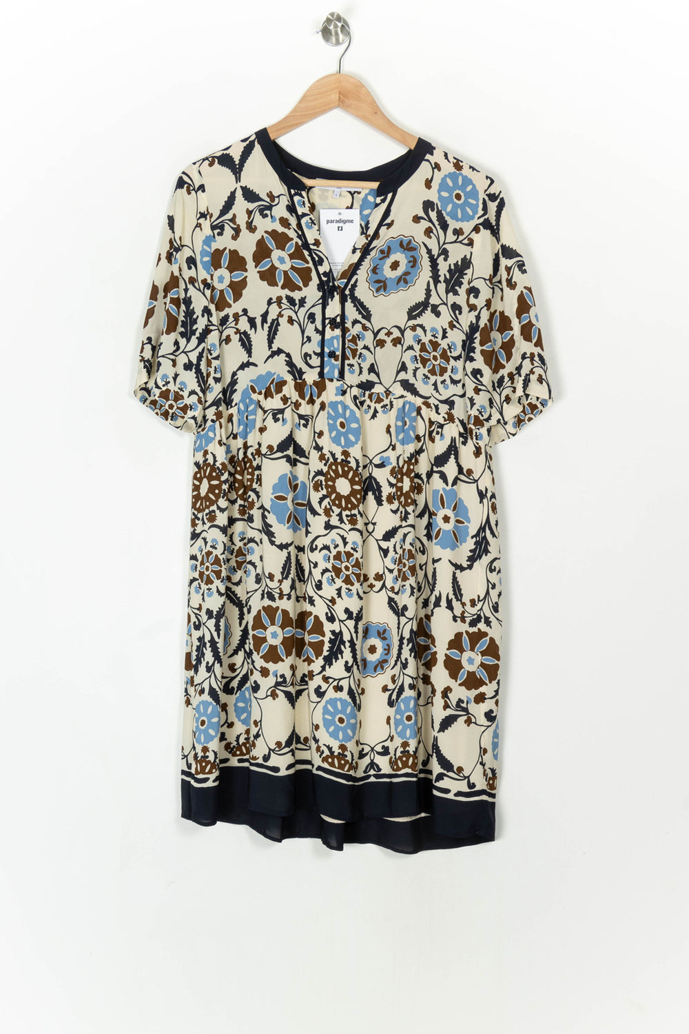 Robe Midi Écrue Bleue et Marron - Taille XL/42 de la marque Gerard Darel | PARAD120246 - Vendu par Paradigme - Image 2