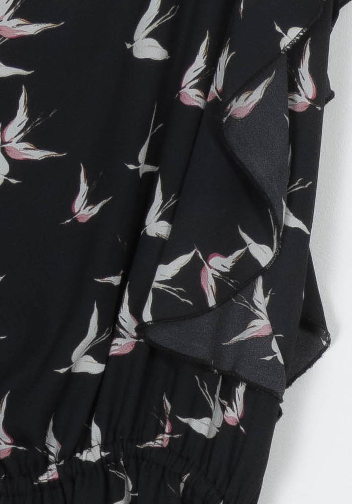 Robe Noire imprimée - Taille S/36 de la marque La Fée Maraboutée | PARAD120250 - Vendu par Paradigme - Image 3