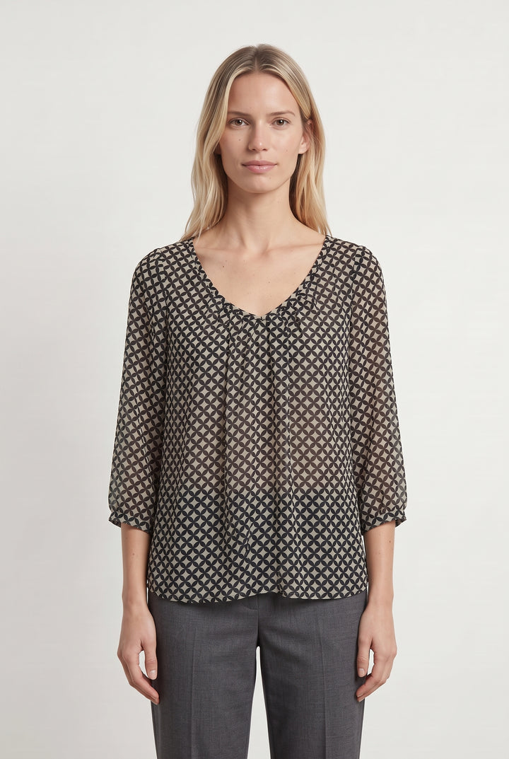 Blouse Noire et Blanche - Taille S/36 de la marque La Fée Maraboutée | PARAD120263 - Vendu par Paradigme - Image 1