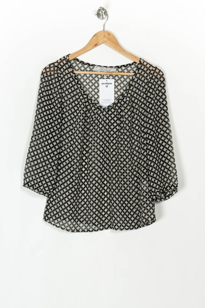Blouse Noire et Blanche - Taille S/36 de la marque La Fée Maraboutée | PARAD120263 - Vendu par Paradigme - Image 2