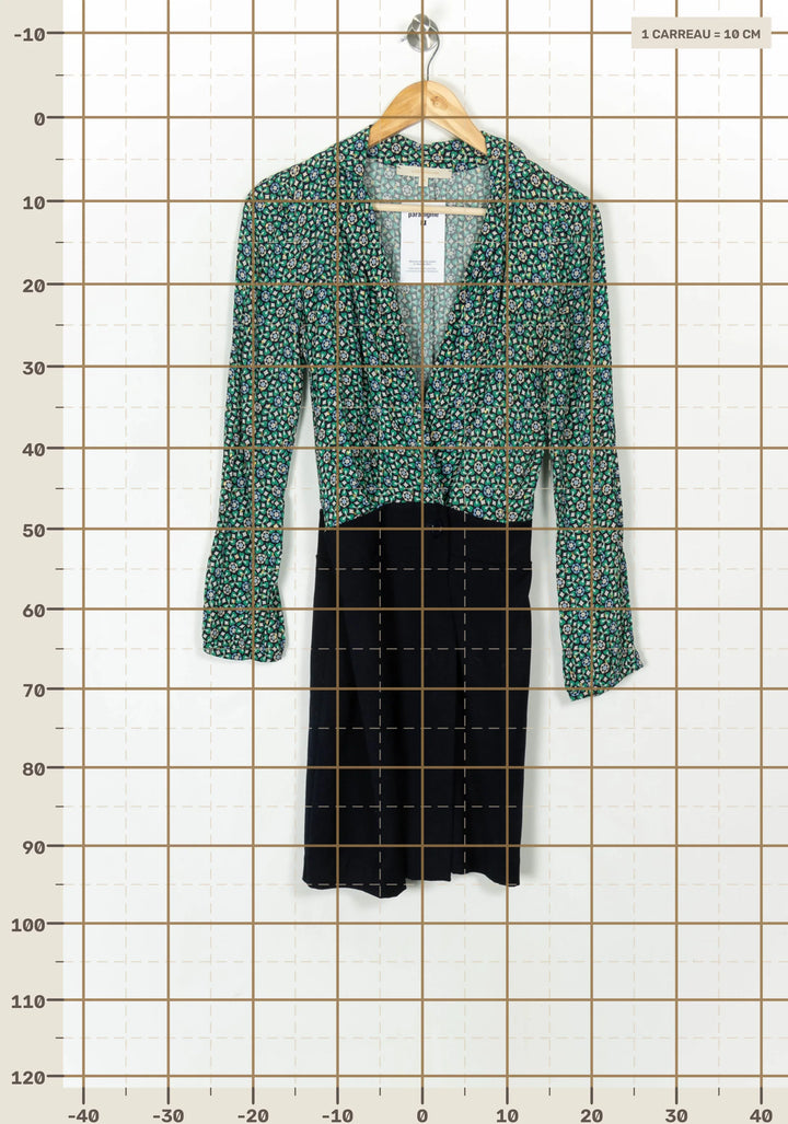 Robe Fleurie Verte et Noire - Taille S/36 de la marque La Fée Maraboutée | PARAD120265 - Vendu par Paradigme - Image 4