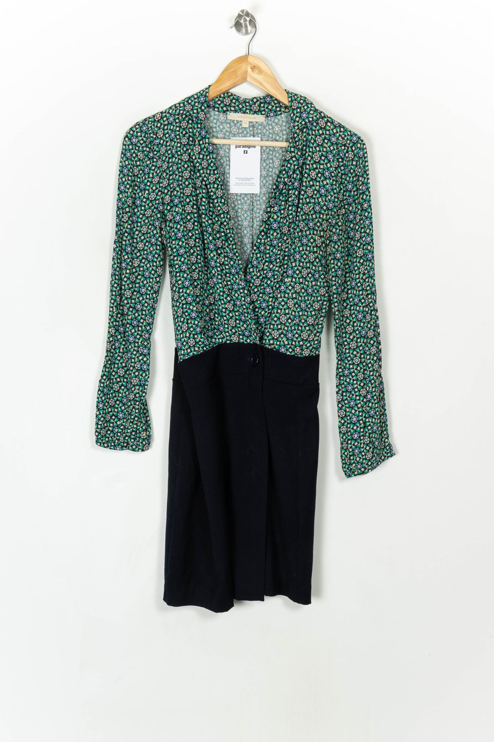 Robe Fleurie Verte et Noire - Taille S/36 de la marque La Fée Maraboutée | PARAD120265 - Vendu par Paradigme - Image 2
