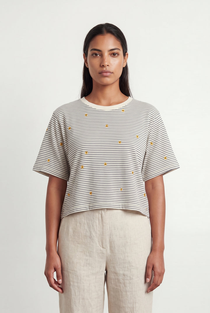 Tee-shirt Rayé Blanc et Noir - Taille L/40 de la marque Des petits hauts | PARAD120279 - Vendu par Paradigme - Image 1