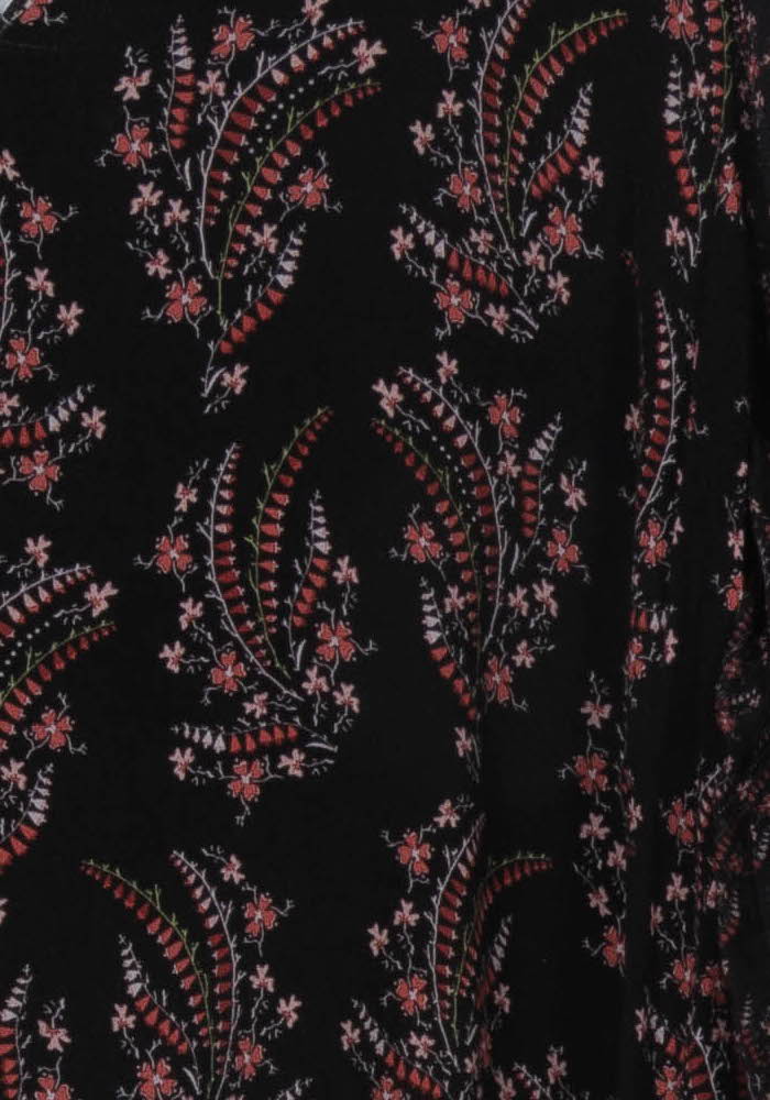 Blouse Noire à Motifs Rouges et Roses - Taille M/38 de la marque La Fée Maraboutée | PARAD120292 - Vendu par Paradigme - Image 3