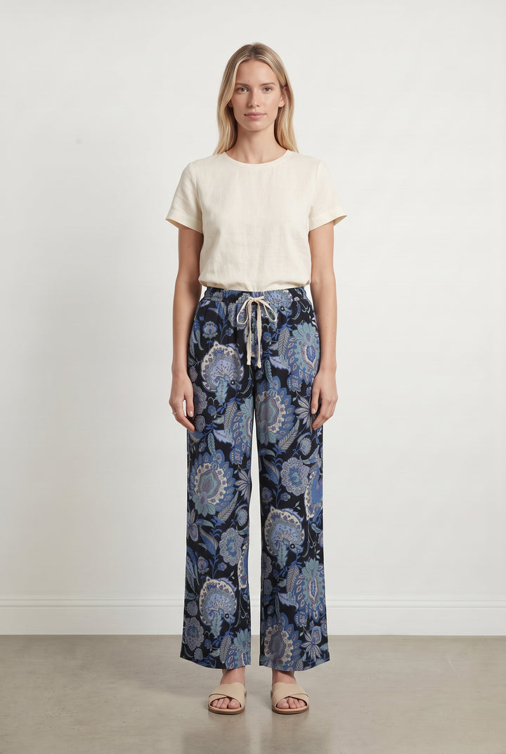 Pantalon Large Bleu et Noir - Taille M/38 de la marque La Fée Maraboutée | PARAD120299 - Vendu par Paradigme - Image 1