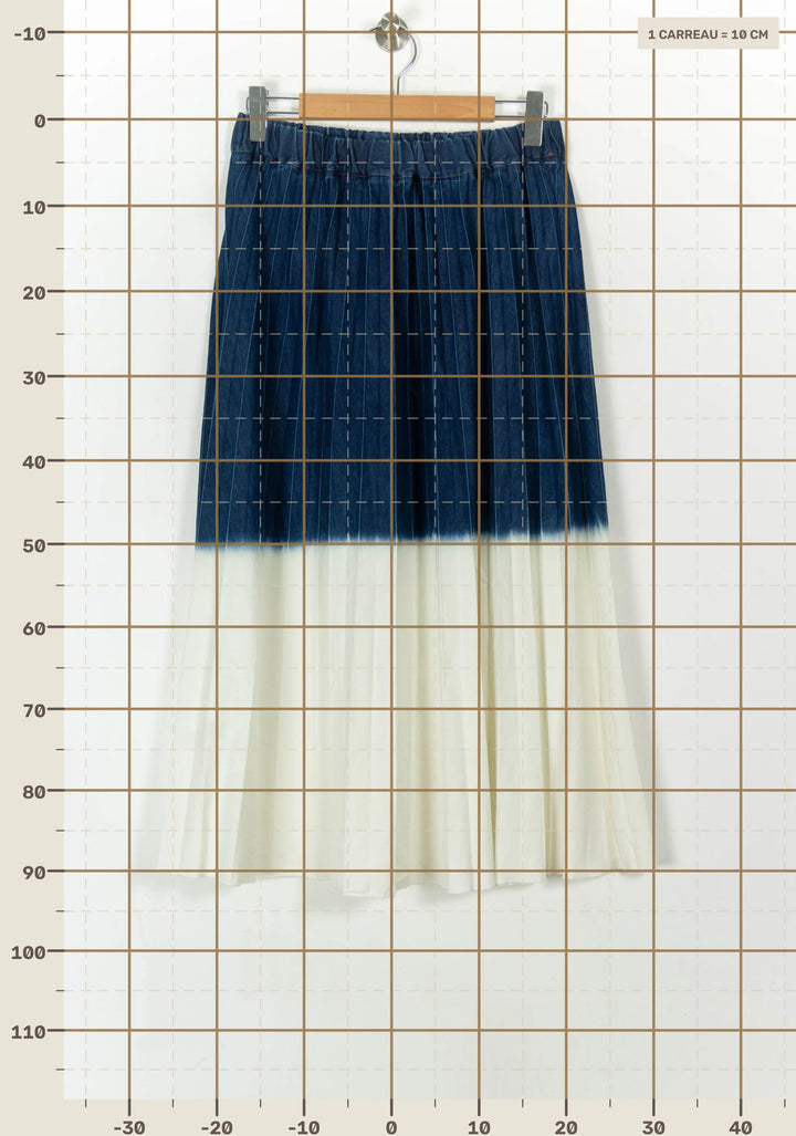Jupe Plissée Bleu et Blanche - Taille L/40 de la marque La Fée Maraboutée | PARAD120304 - Vendu par Paradigme - Image 4