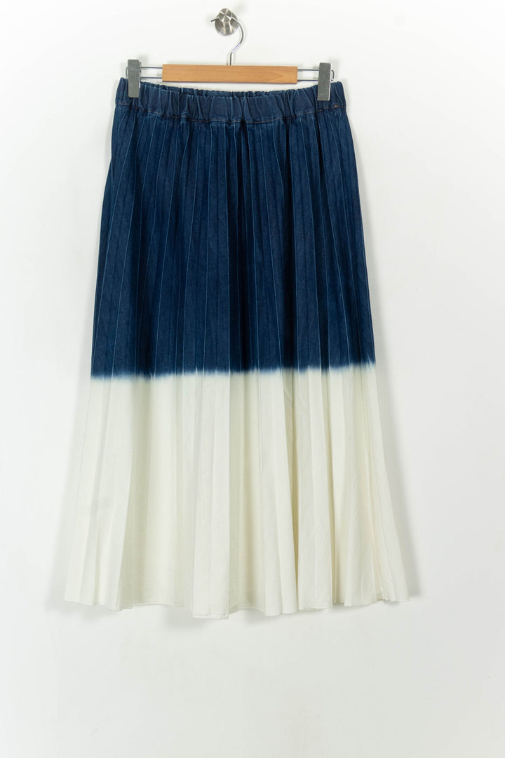 Jupe Plissée Bleu et Blanche - Taille L/40 de la marque La Fée Maraboutée | PARAD120304 - Vendu par Paradigme - Image 2