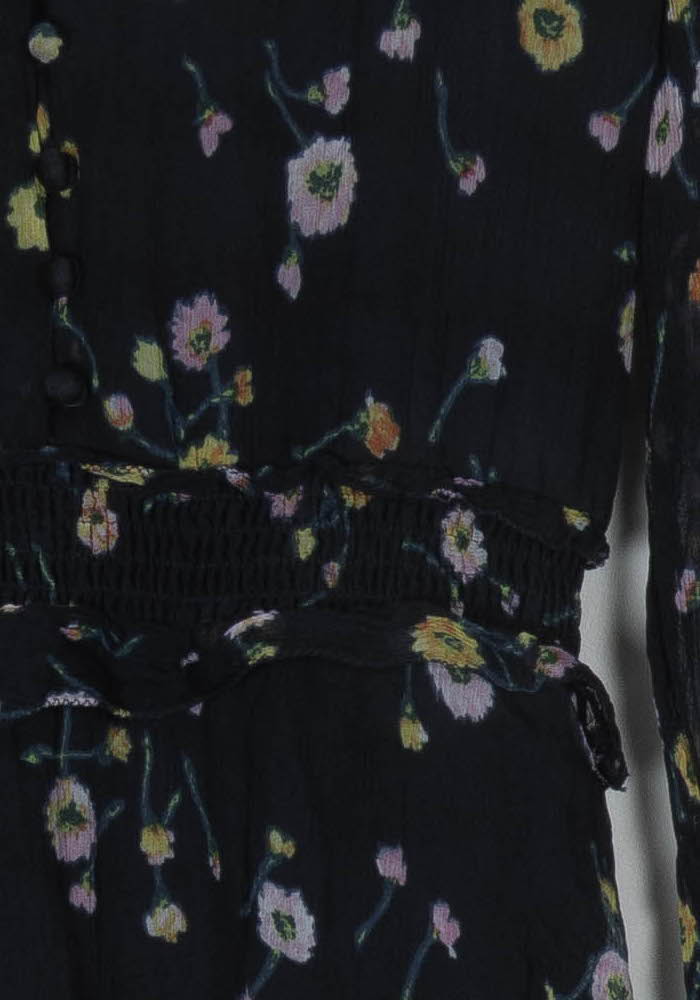 Robe Fleurie Noire et Jaune - Taille S/36 de la marque The Kooples | PARAD120320 - Vendu par Paradigme - Image 3