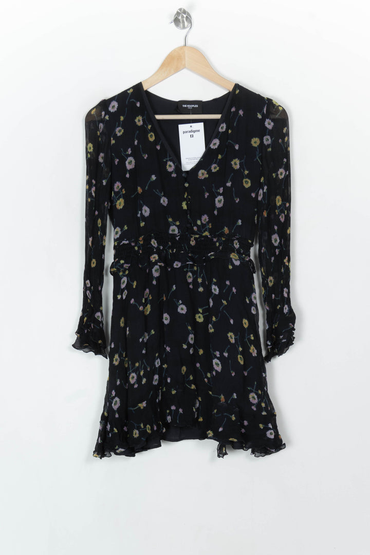 Robe Fleurie Noire et Jaune - Taille S/36 de la marque The Kooples | PARAD120320 - Vendu par Paradigme - Image 2
