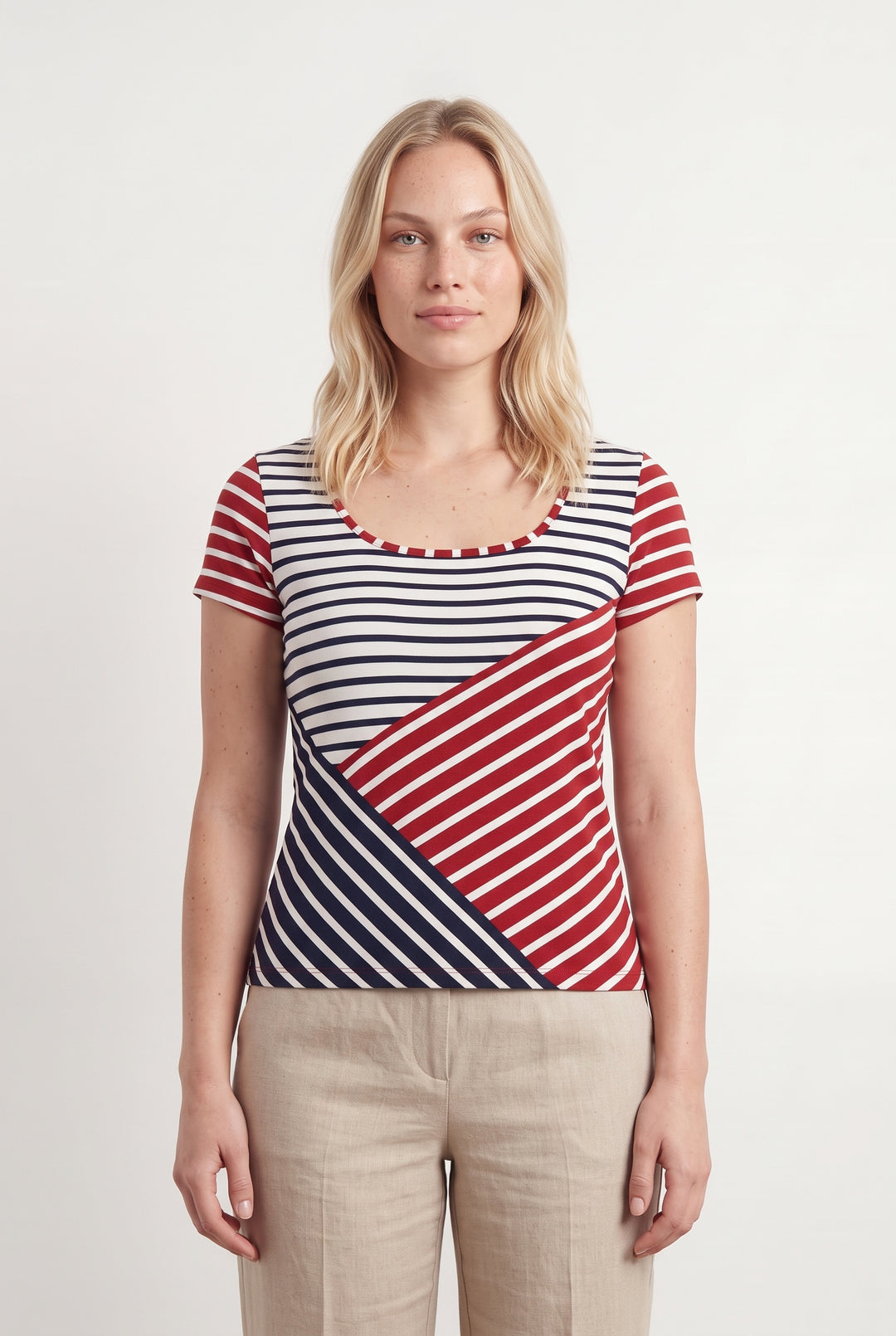 Tee-shirt Rayé Rouge Blanc et Bleu - Taille L/40 de la marque Maison 123 | PARAD120363 - Vendu par Paradigme - Image 1