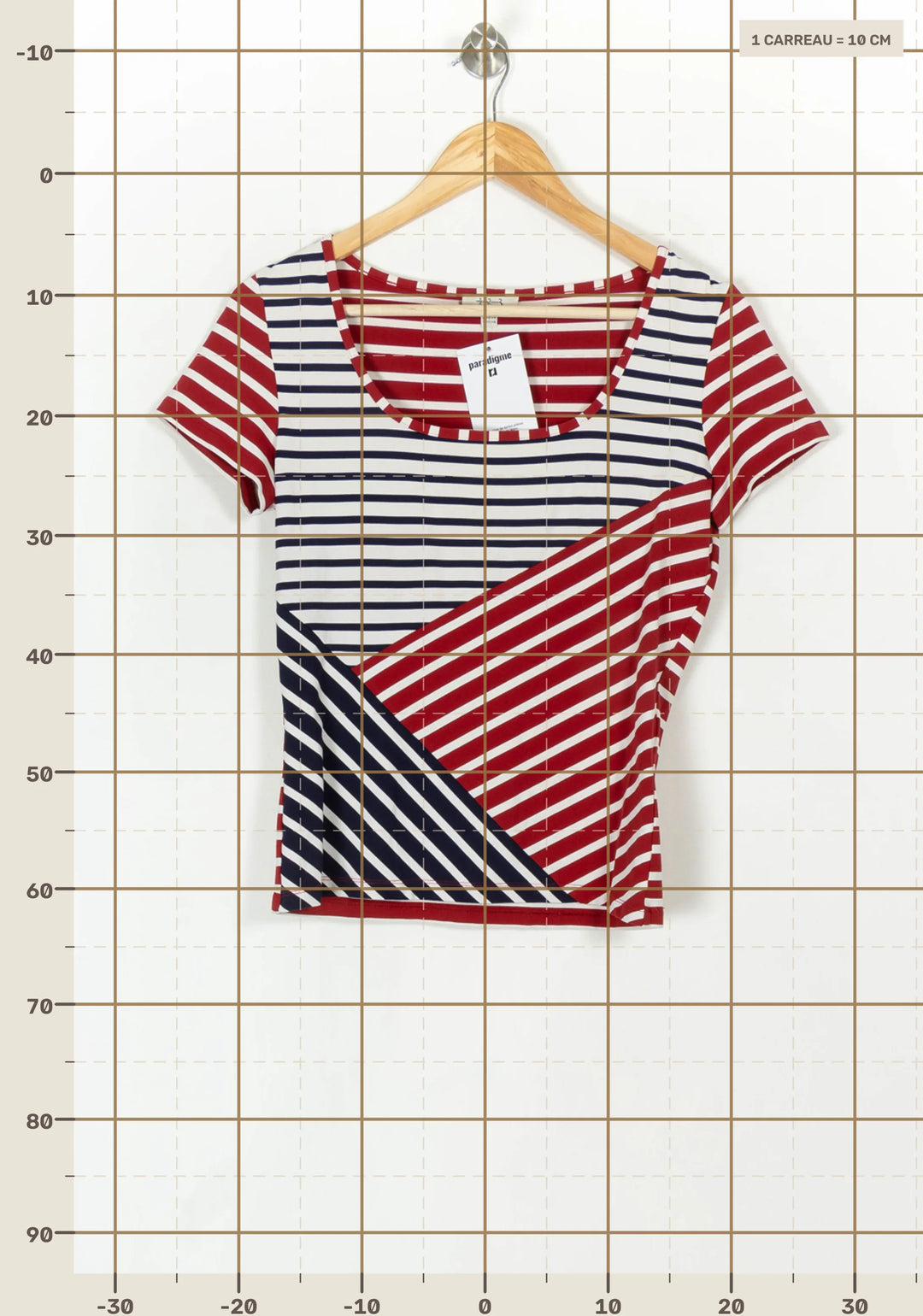 Tee-shirt Rayé Rouge Blanc et Bleu - Taille L/40 de la marque Maison 123 | PARAD120363 - Vendu par Paradigme - Image 4
