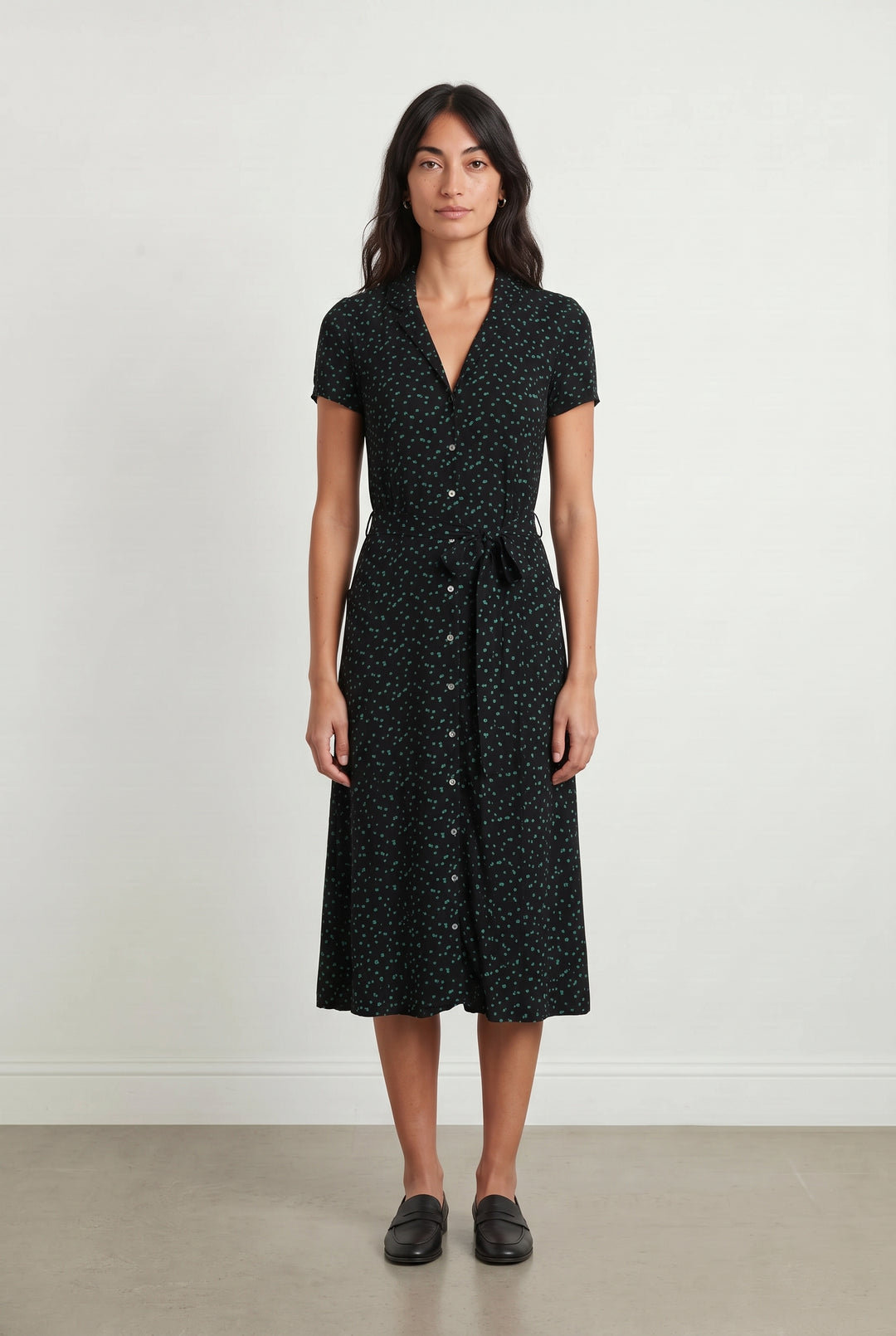 Robe Chemise Noire et Verte - Taille S/36 de la marque Karl Marc John | PARAD120375 - Vendu par Paradigme - Image 1