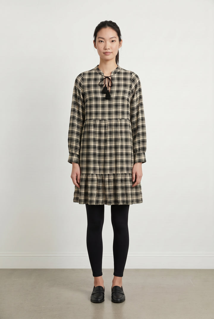 Robe Chemise Noire et Beige - Taille S/36 de la marque La Fée Maraboutée | PARAD120377 - Vendu par Paradigme - Image 1
