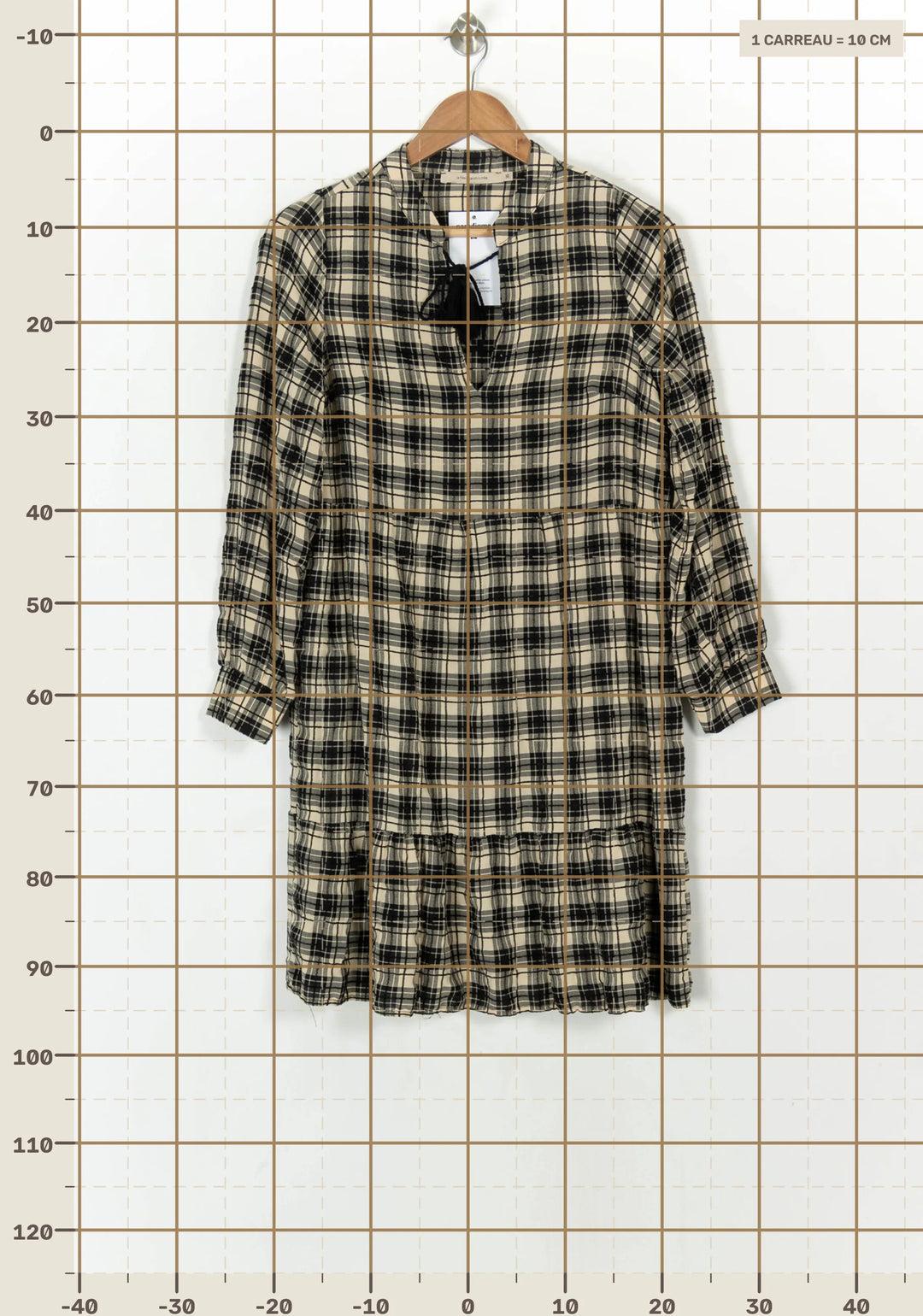 Robe Chemise Noire et Beige - Taille S/36 de la marque La Fée Maraboutée | PARAD120377 - Vendu par Paradigme - Image 4
