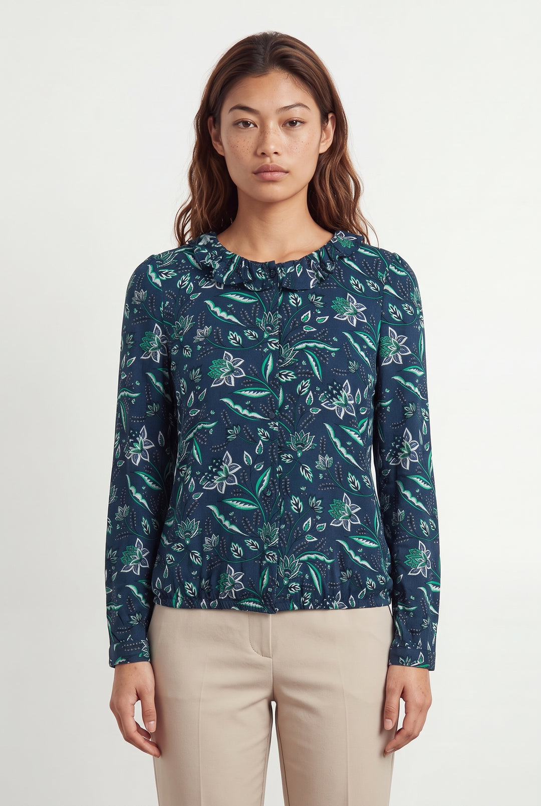Blouse Fleurie Bleue et Verte - Taille S/36 de la marque Karl Marc John | PARAD120378 - Vendu par Paradigme - Image 1