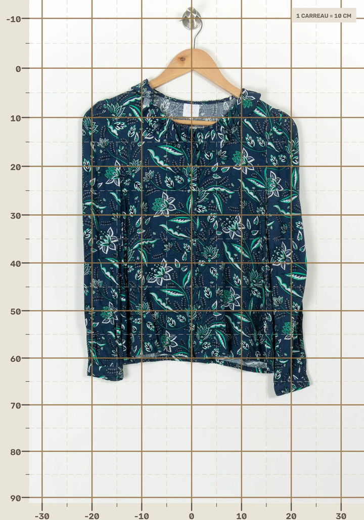 Blouse Fleurie Bleue et Verte - Taille S/36 de la marque Karl Marc John | PARAD120378 - Vendu par Paradigme - Image 4