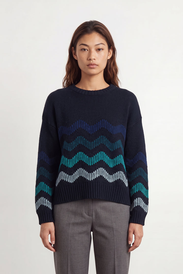 Pull Bleu et Vert - Taille S/36 de la marque La Fée Maraboutée | PARAD120381 - Vendu par Paradigme - Image 1