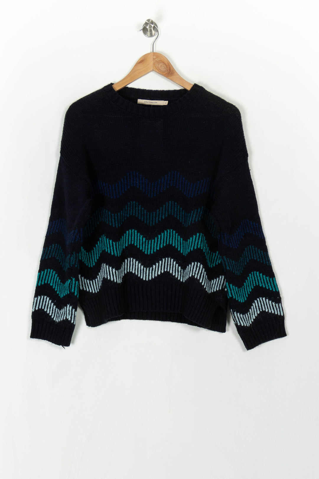 Pull Bleu et Vert - Taille S/36 de la marque La Fée Maraboutée | PARAD120381 - Vendu par Paradigme - Image 2