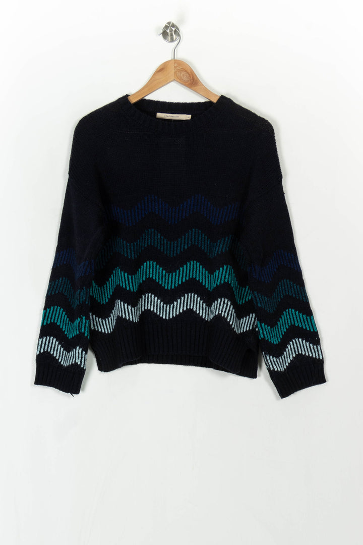 Pull Bleu et Vert - Taille S/36 de la marque La Fée Maraboutée | PARAD120381 - Vendu par Paradigme - Image 2