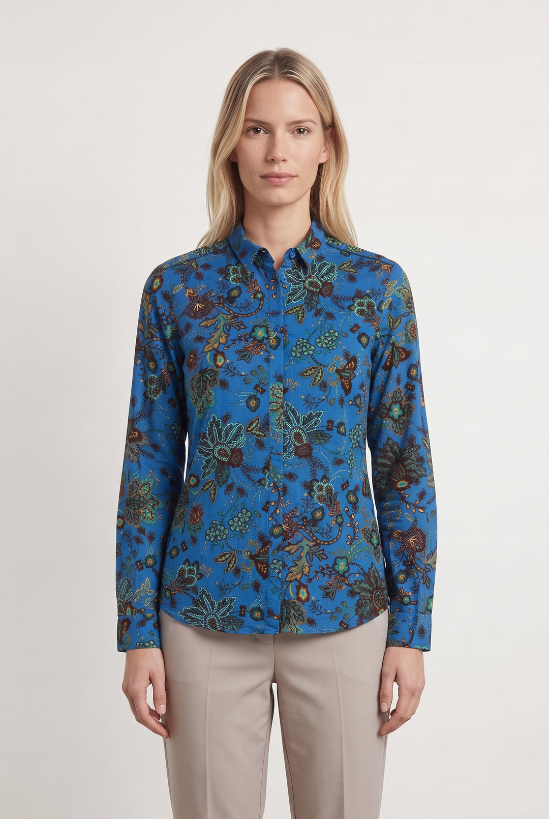Chemise Fleurie Bleue - Taille S/36 de la marque One Step | PARAD120384 - Vendu par Paradigme - Image 1
