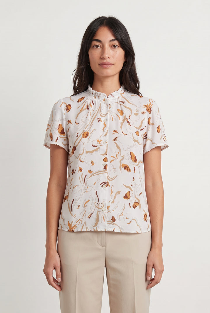 Blouse Blanche et Marron - Taille S/36 de la marque Comptoir des Cotonniers | PARAD120385 - Vendu par Paradigme - Image 1
