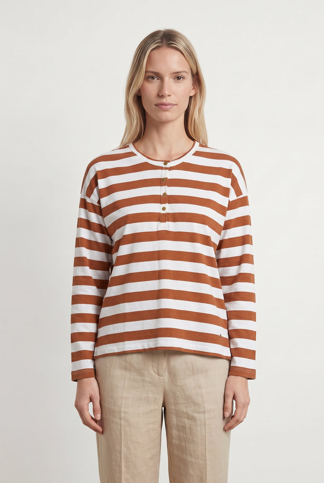 Marinière Marron et Blanche - Taille S/36 de la marque Karl Marc John | PARAD120387 - Vendu par Paradigme - Image 1