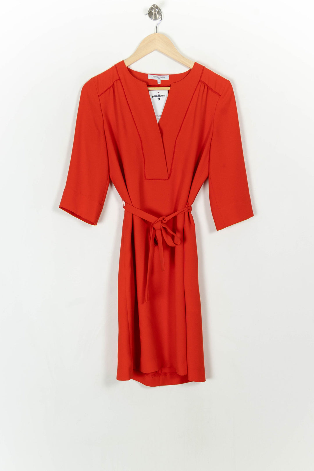 Robe Ceinturée Rouge - Taille S/36 de la marque Gerard Darel | PARAD120393 - Vendu par Paradigme - Image 2