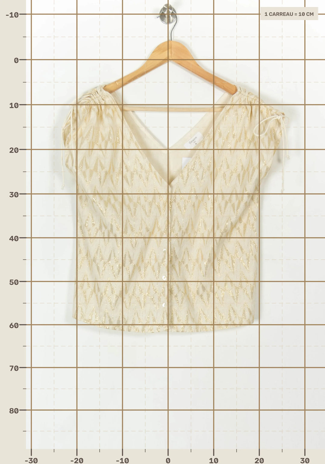Blouse Beige et Dorée - Taille M/38 de la marque Garance Paris | PARAD120394 - Vendu par Paradigme - Image 4