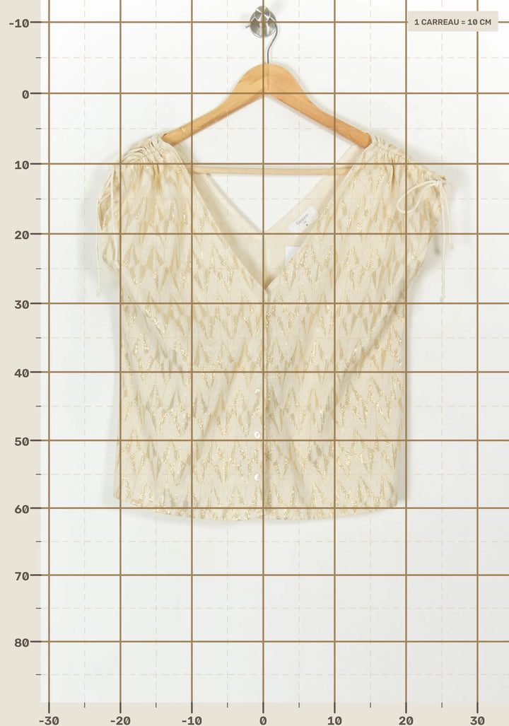 Blouse Beige et Dorée - Taille M/38 de la marque Garance Paris | PARAD120394 - Vendu par Paradigme - Image 4