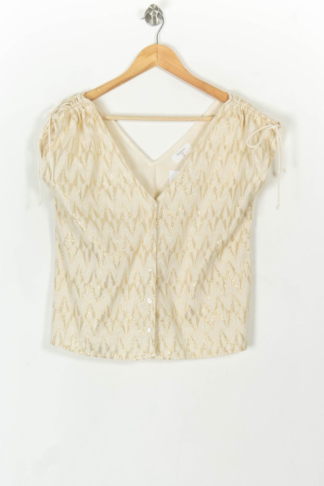 Blouse Beige et Dorée - Taille M/38 de la marque Garance Paris | PARAD120394 - Vendu par Paradigme - Image 2