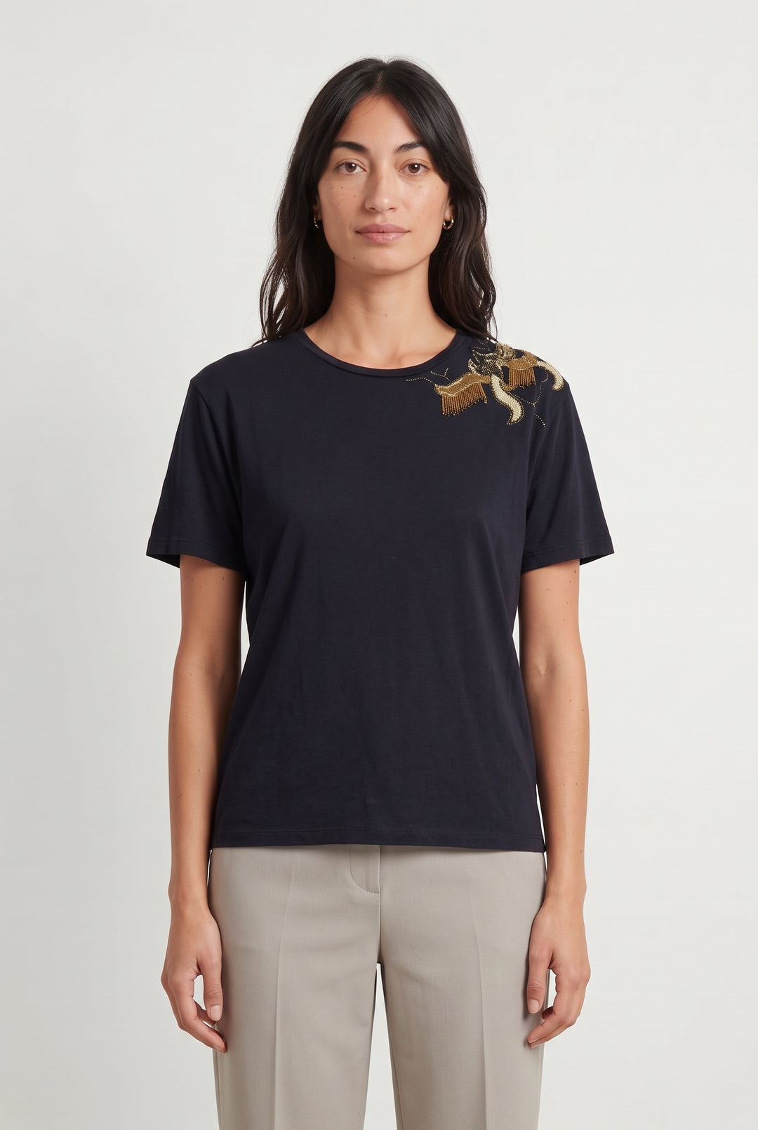 Tee-shirt Noir et Doré - Taille M/38 de la marque Sandro | PARAD120403 - Vendu par Paradigme - Image 1