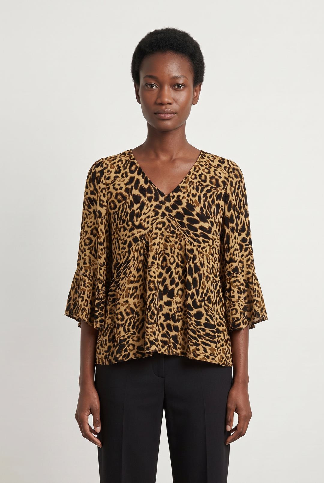 Blouse Léopard Marron et Noir - Taille M/38 de la marque Sud express | PARAD120408 - Vendu par Paradigme - Image 1
