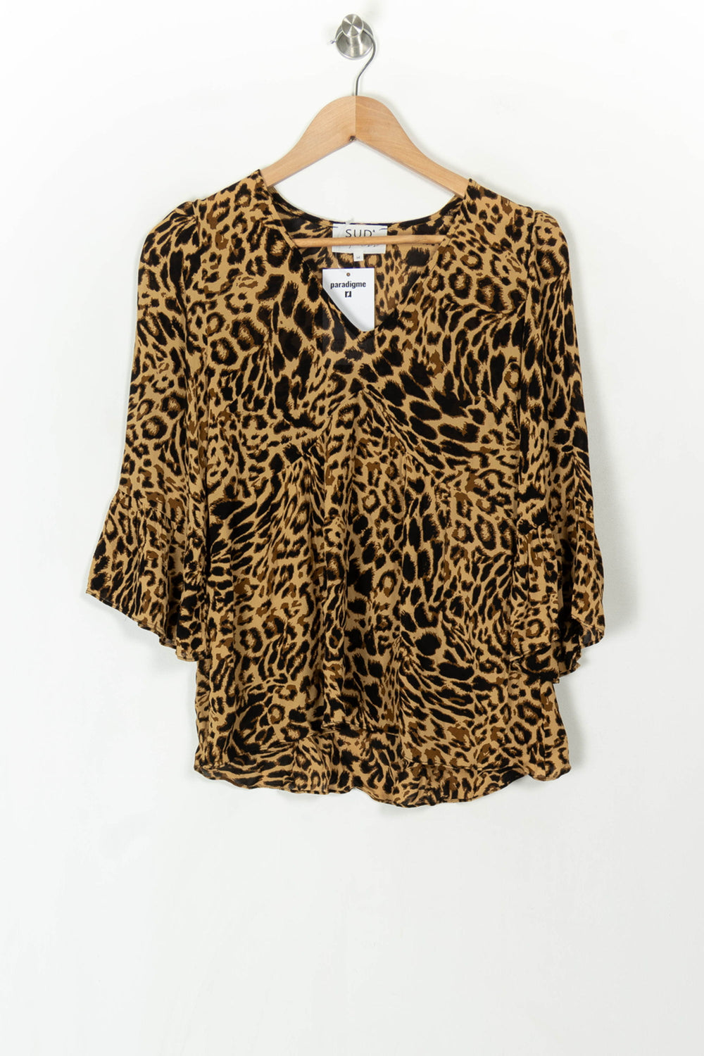 Blouse Léopard Marron et Noir - Taille M/38 de la marque Sud express | PARAD120408 - Vendu par Paradigme - Image 2