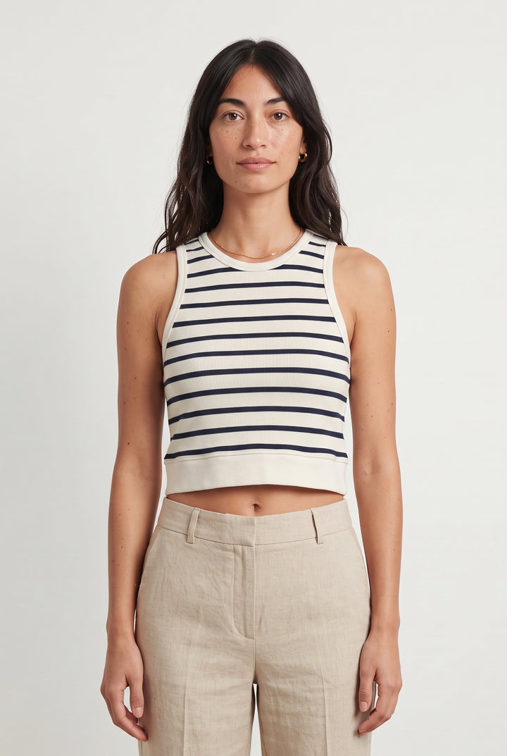 Débardeur Blanc et Bleu - Taille M/38 de la marque Rosaé Paris | PARAD120409 - Vendu par Paradigme - Image 1