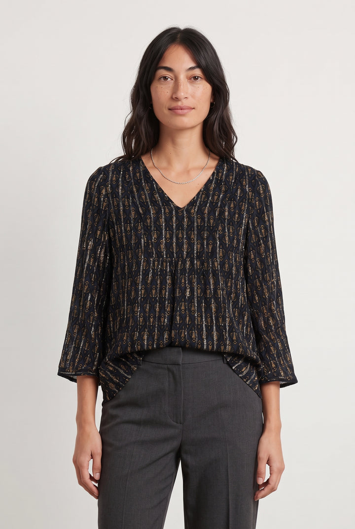 Blouse Noire et Dorée - Taille M/38 de la marque Maison 123 | PARAD120415 - Vendu par Paradigme - Image 1