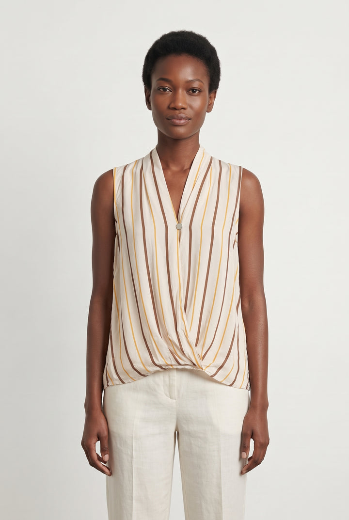 Blouse Beige et Marron - Taille M/38 de la marque La Fée Maraboutée | PARAD120424 - Vendu par Paradigme - Image 1