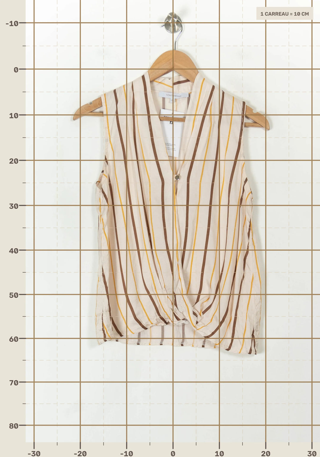 Blouse Beige et Marron - Taille M/38 de la marque La Fée Maraboutée | PARAD120424 - Vendu par Paradigme - Image 4