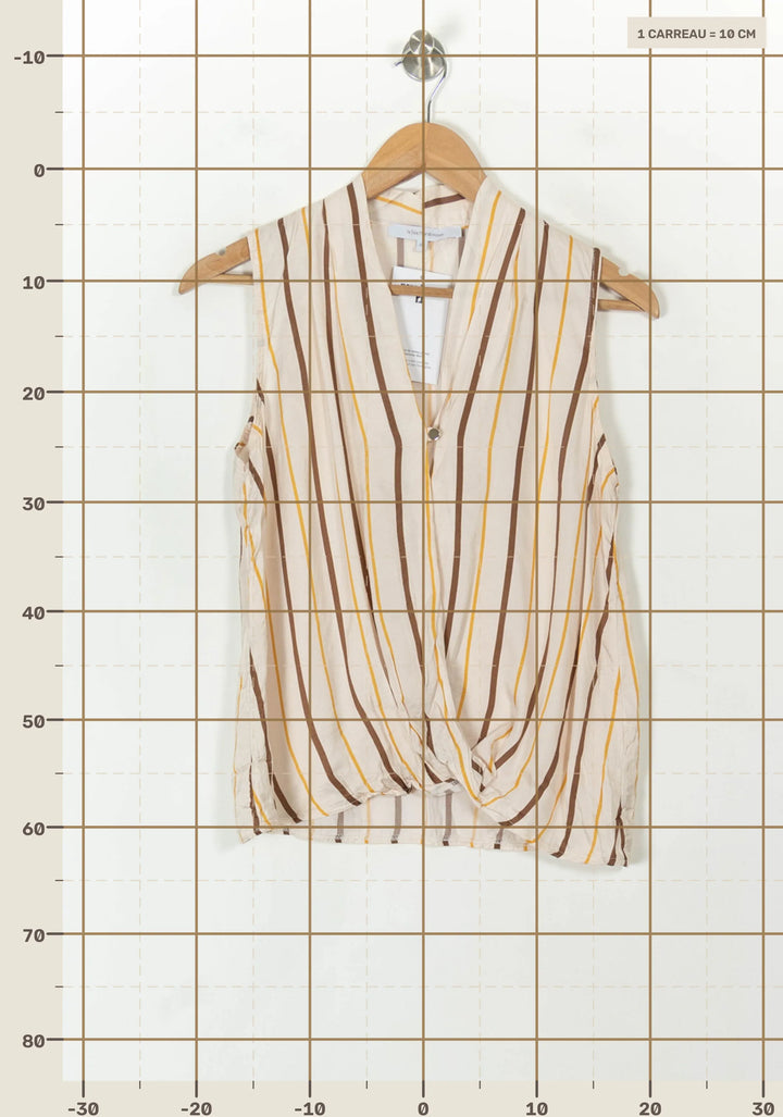 Blouse Beige et Marron - Taille M/38 de la marque La Fée Maraboutée | PARAD120424 - Vendu par Paradigme - Image 4