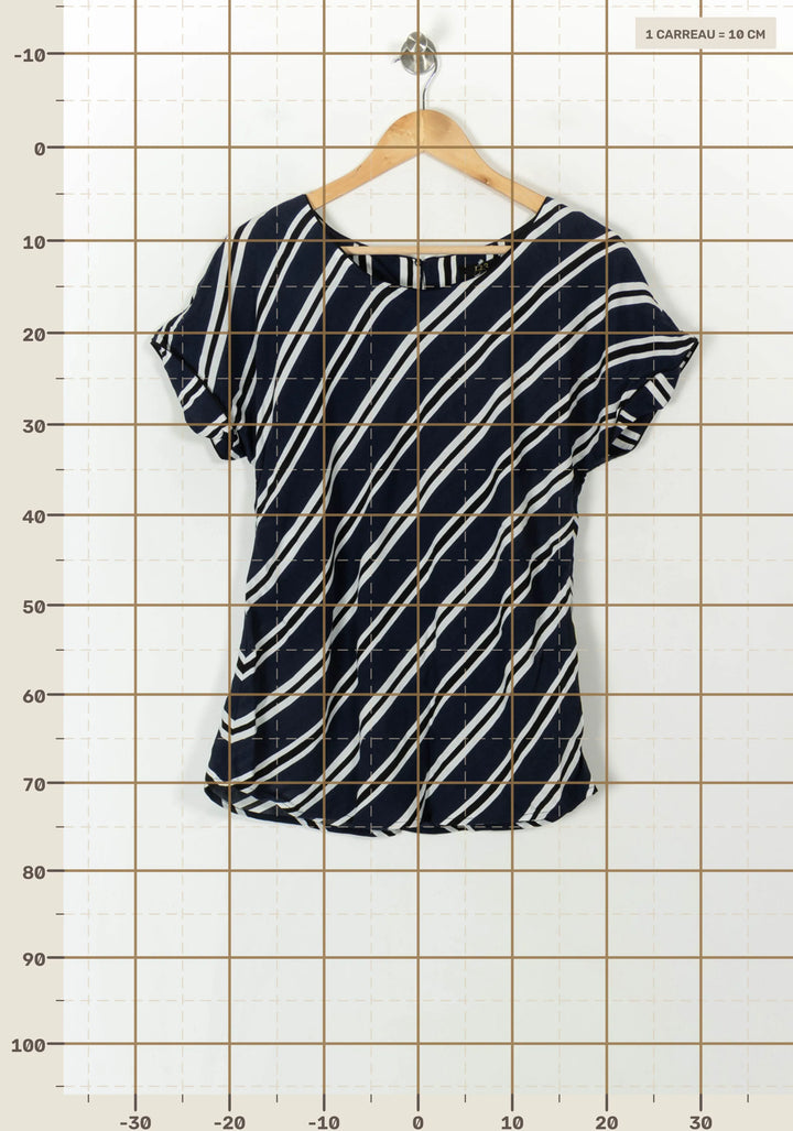 Blouse Bleu Marine et Blanche - Taille XL/42 de la marque Maison 123 | PARAD120428 - Vendu par Paradigme - Image 4