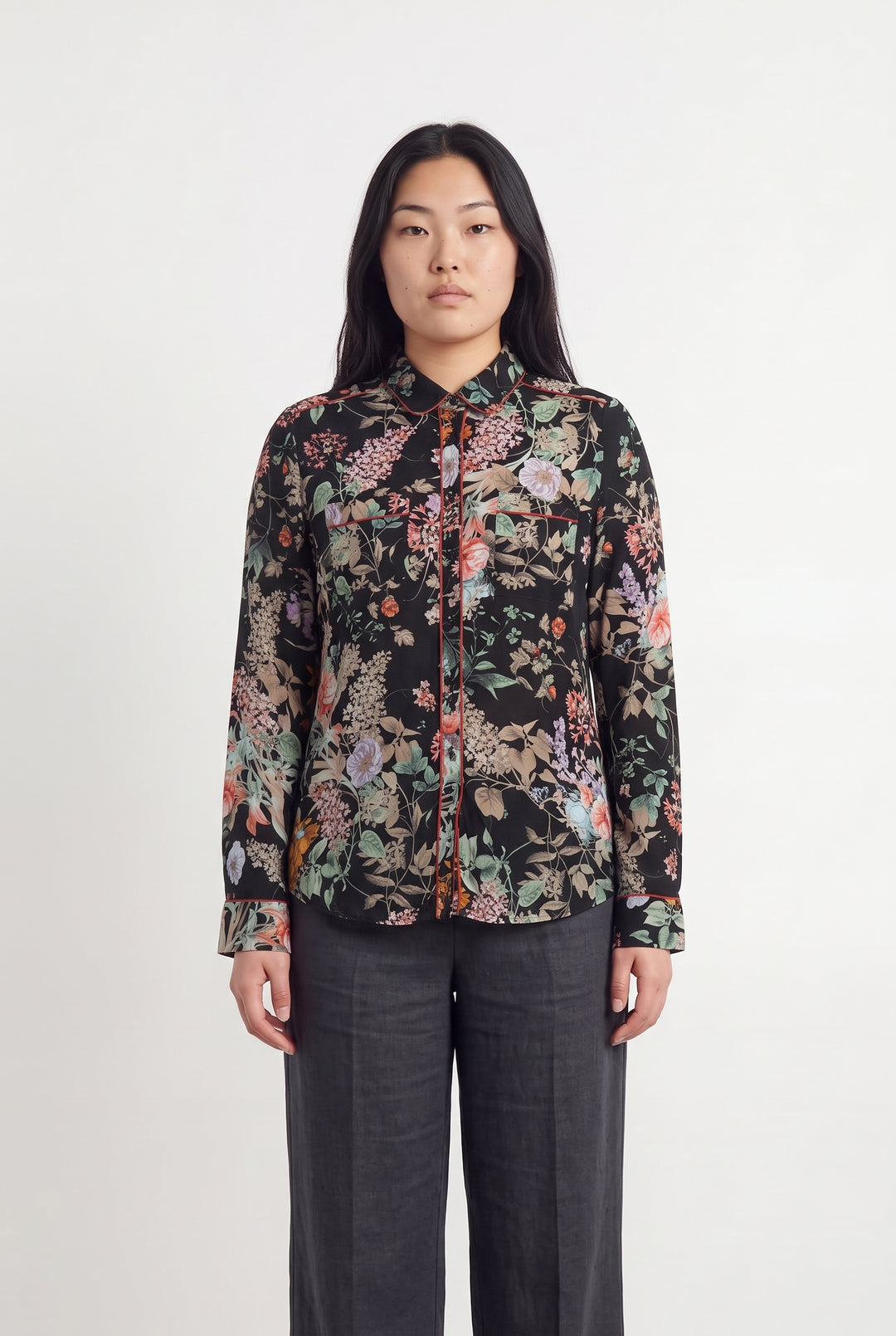 Chemise Noire et Fleurie - Taille XL/42 de la marque La Redoute Collections | PARAD120430 - Vendu par Paradigme - Image 1