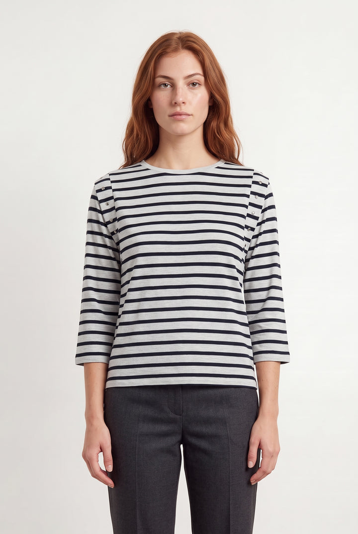 Marinière Blanche et Noire - Taille S/36 de la marque IKKS | PARAD120431 - Vendu par Paradigme - Image 1