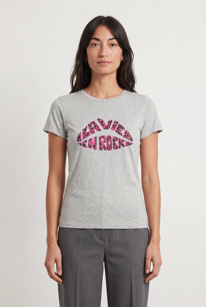 Tee-shirt Gris et Rose - Taille S/36 de la marque IKKS | PARAD120436 - Vendu par Paradigme - Image 1