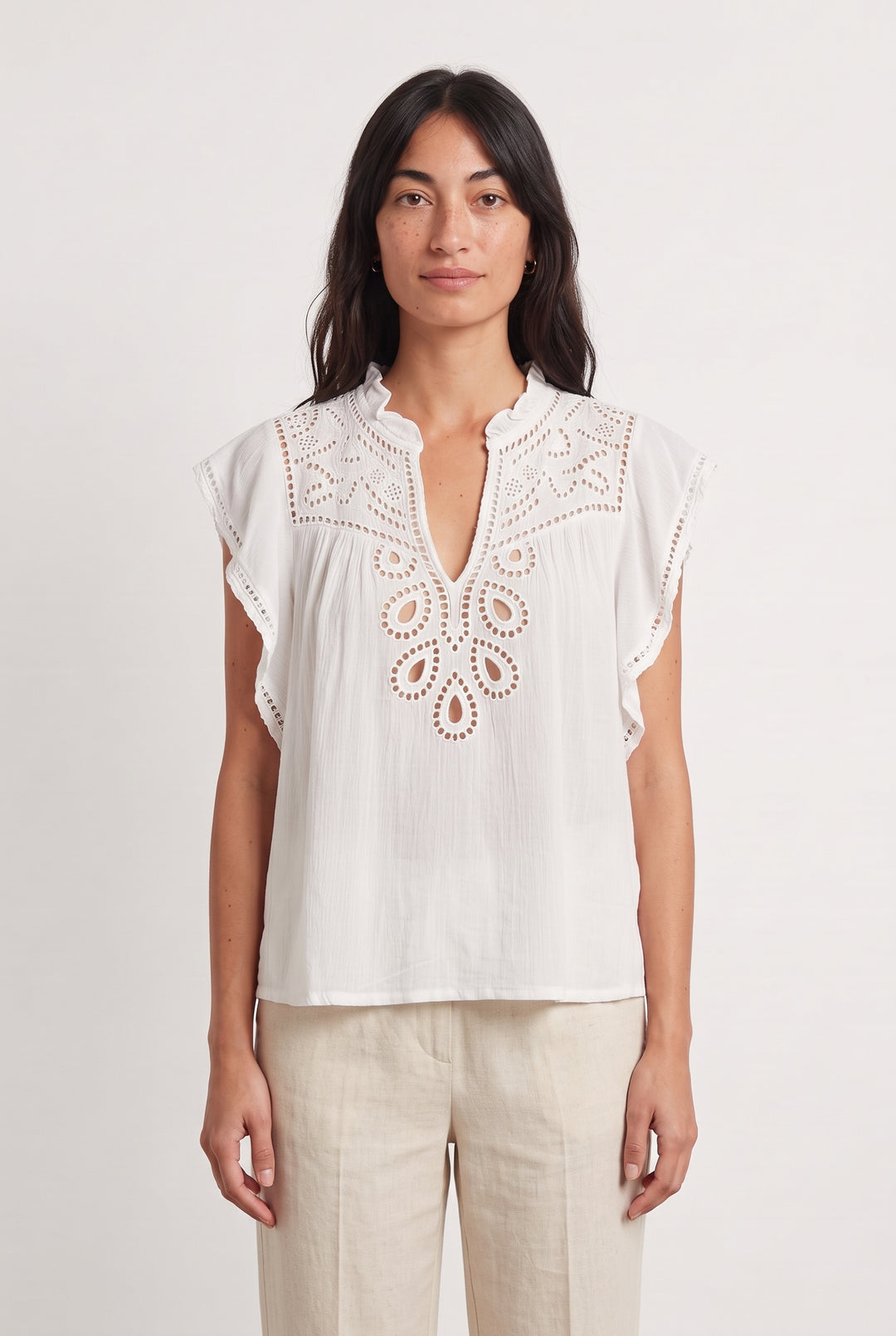 Blouse Brodée Blanche - Taille S/36 de la marque Maison 123 | PARAD120455 - Vendu par Paradigme - Image 1
