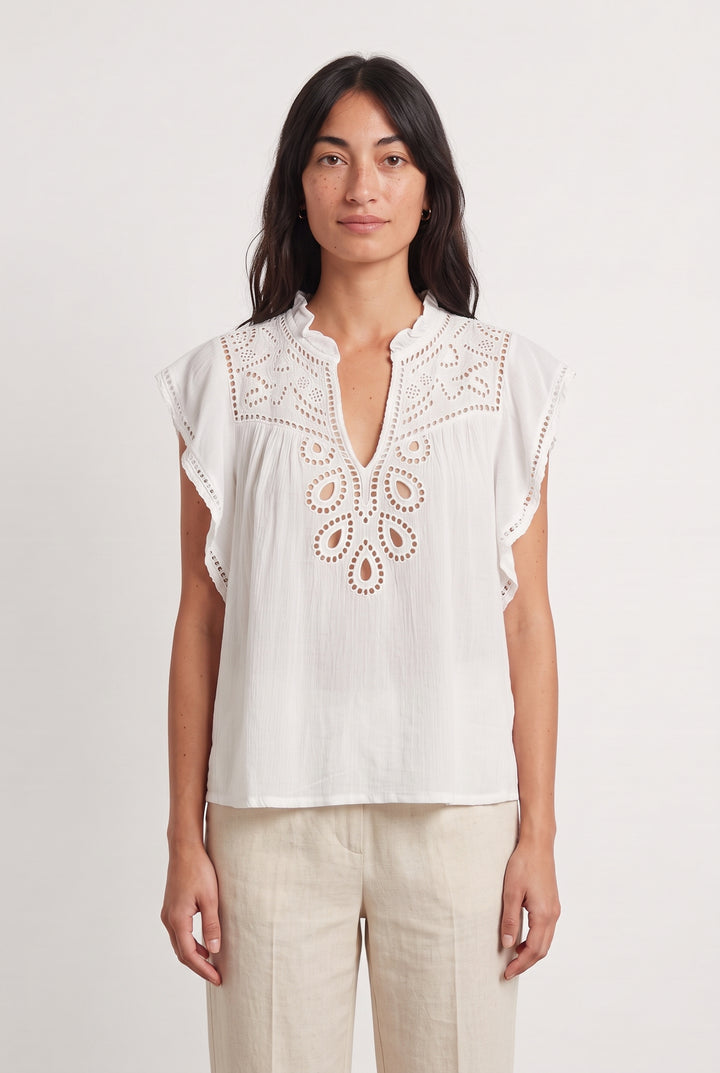 Blouse Brodée Blanche - Taille S/36 de la marque Maison 123 | PARAD120455 - Vendu par Paradigme - Image 1