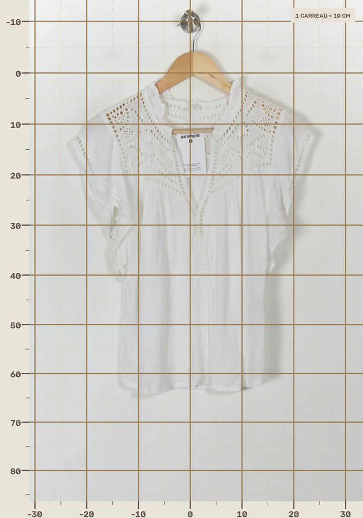 Blouse Brodée Blanche - Taille S/36 de la marque Maison 123 | PARAD120455 - Vendu par Paradigme - Image 4