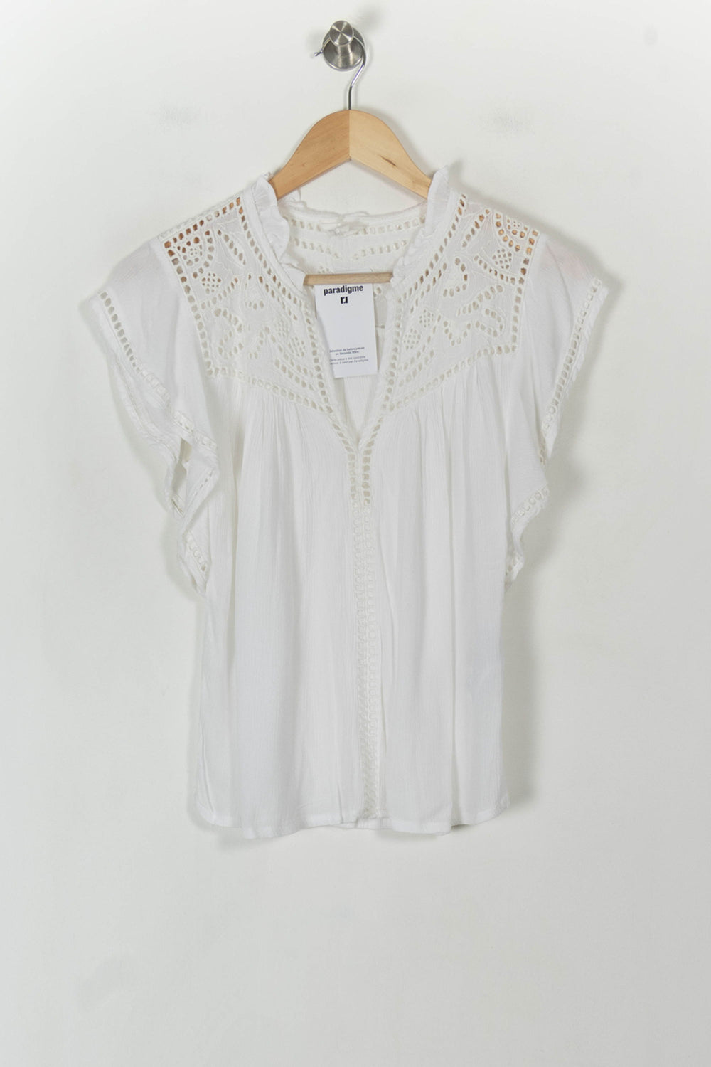 Blouse Brodée Blanche - Taille S/36 de la marque Maison 123 | PARAD120455 - Vendu par Paradigme - Image 2