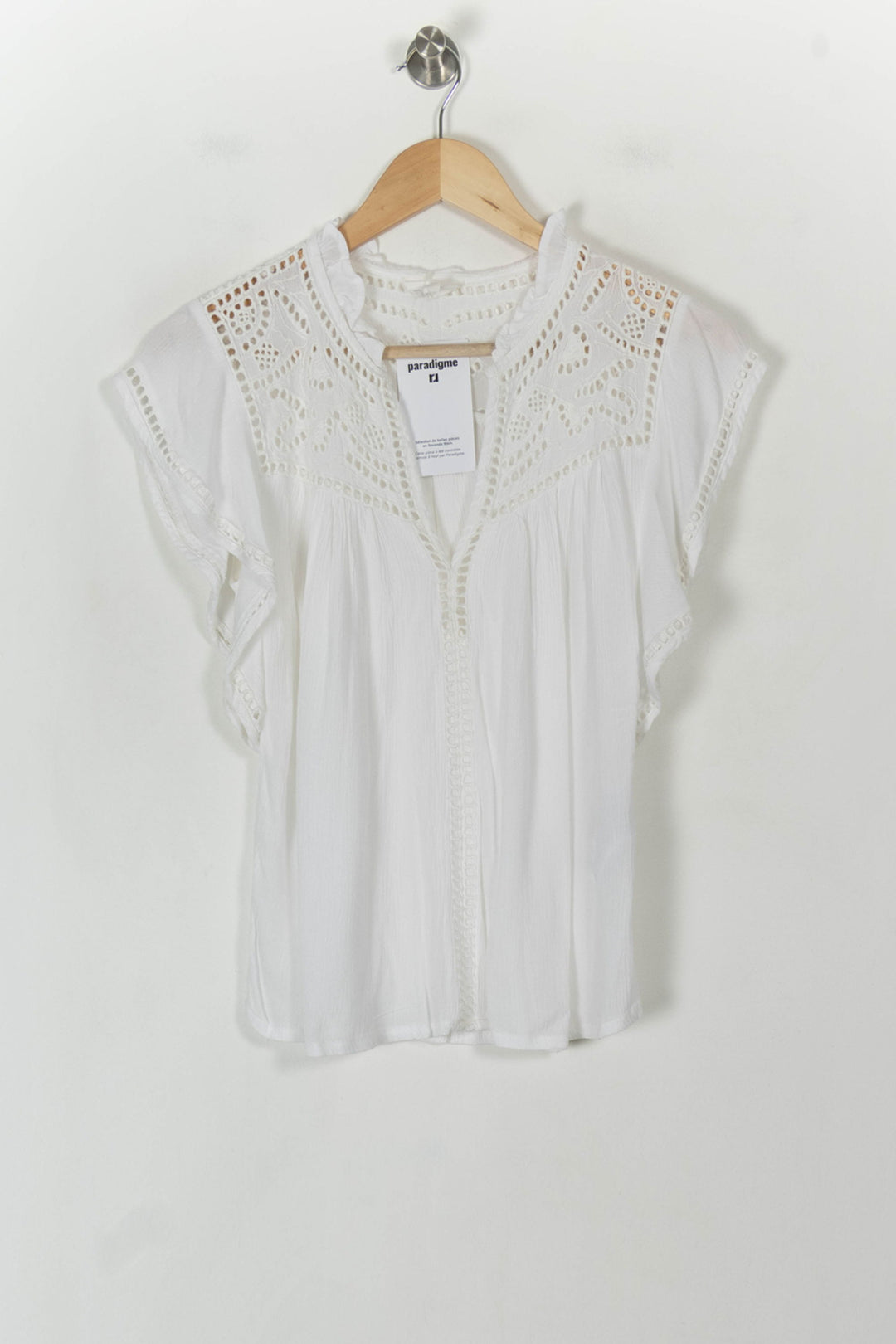 Blouse Brodée Blanche - Taille S/36 de la marque Maison 123 | PARAD120455 - Vendu par Paradigme - Image 2